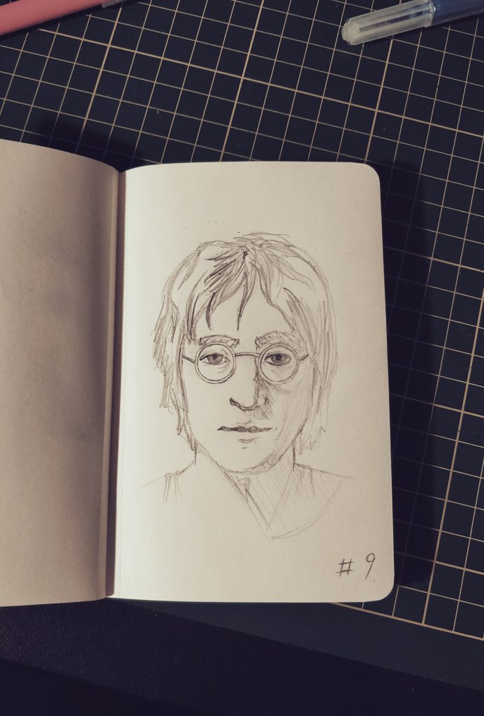 DavidAltreiter's tweet photo. Should i ink this one? not sure... #Inktober Day 9 - Happy Birthday #JohnLennon #inktober2017 https://t.co/qzrmTDyNIo