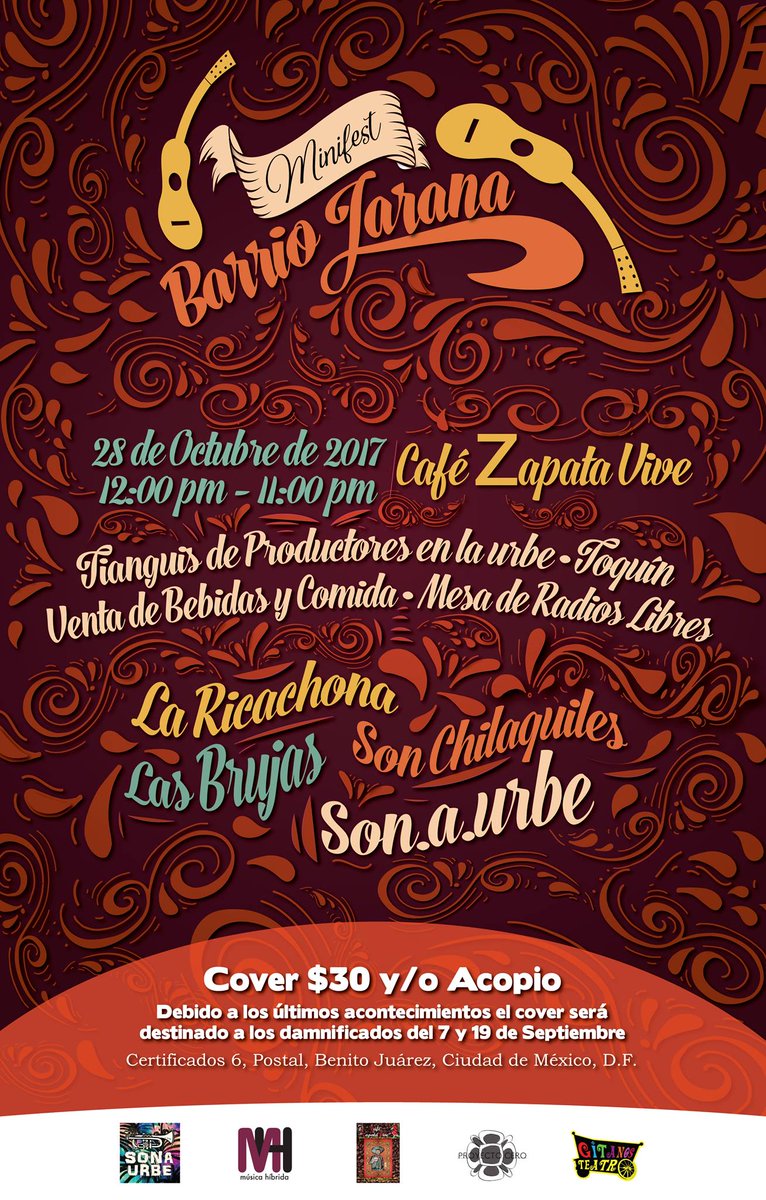 Primer minifest de Son Urbano Barrio Jarana este 28 de octubre desde las 11am hasta las 23hrs.