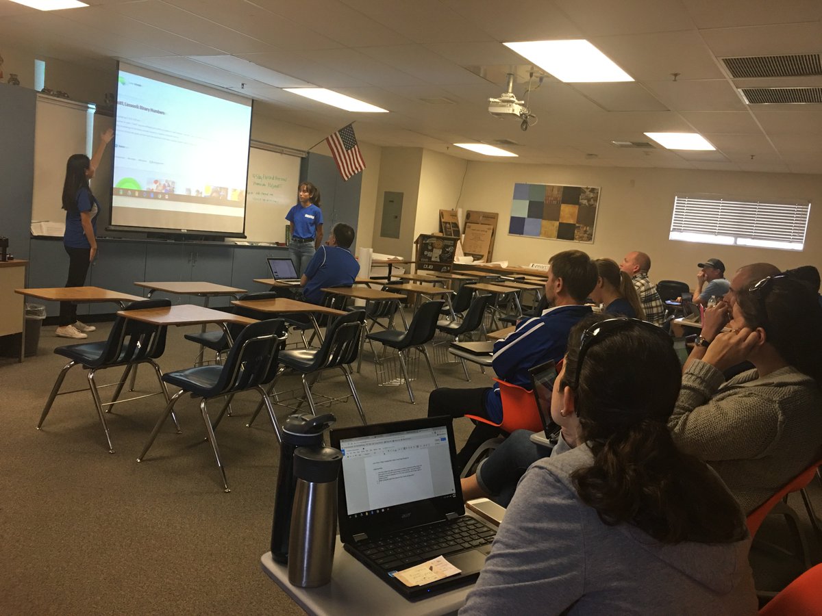 LHHSCompSci's tweet photo. @LaHabraHS Students (aka Gurus) presenting to Teachers how @Flipgrid has deepened their learning. #StudentCenteredLHHS #studentvoice https://t.co/vkOYYEMzA6