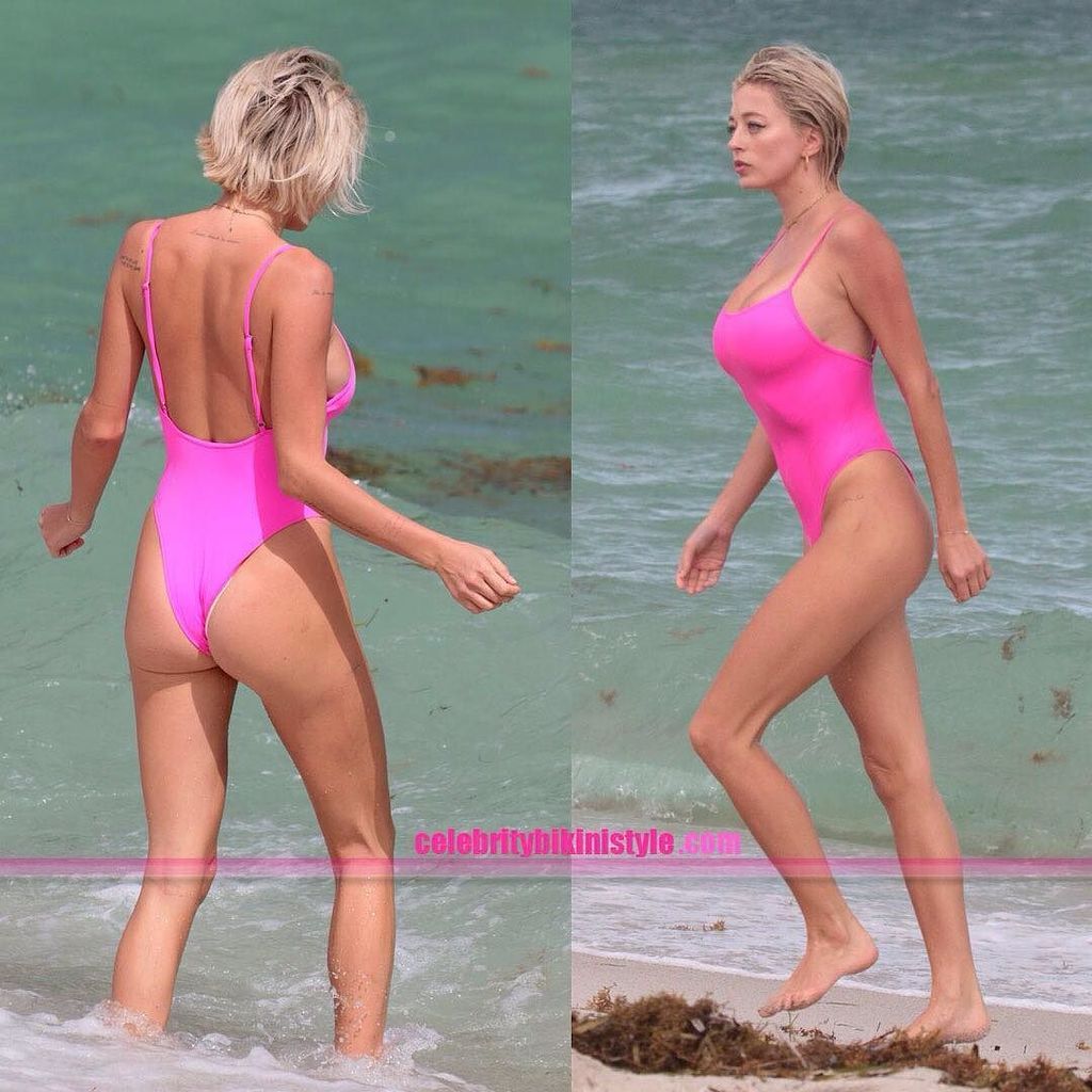 Caroline Vreeland rocks a pink one piece swimsuit by Solid and Striped at the beach #pink #pinkswimsuit #onepiece … ift.tt/2zb7TcQ