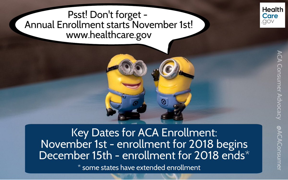 ACAConsumer's tweet photo. Pssst! Open Enrollment for #2018ACA plans begins November 1st - spread the word! #GetCovered https://t.co/H16PYxzPEL
