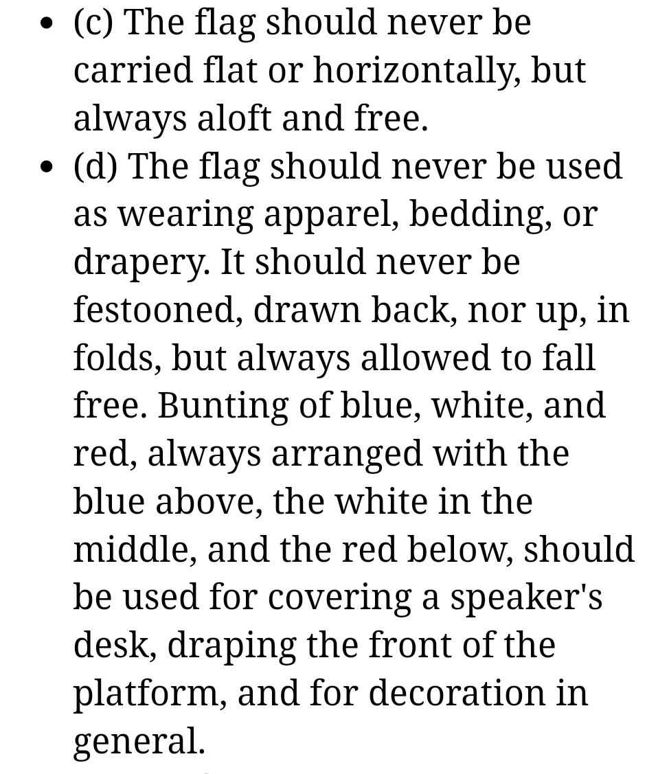 cedarann's tweet photo. @pink4paige @GMA Who was disrespectful to the flag first?  Most people do not follow the code, the flag shouldn't be on the field like it is shown. https://t.co/f0k3PqStdu