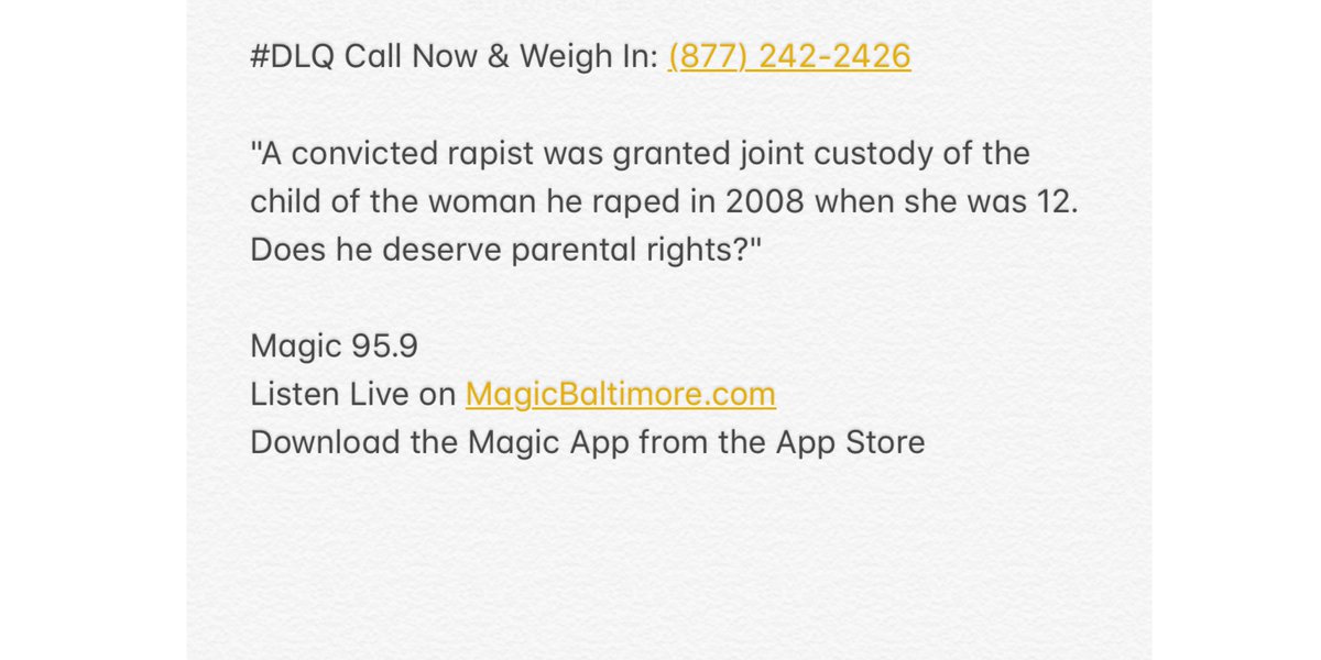 KrisCarter_23's tweet photo. Here’s the #DLQ for today @DLHughleyRadio @magicbaltimore #Magic959 #Magic959App #MagicBaltimore https://t.co/EmfRH7ELKq