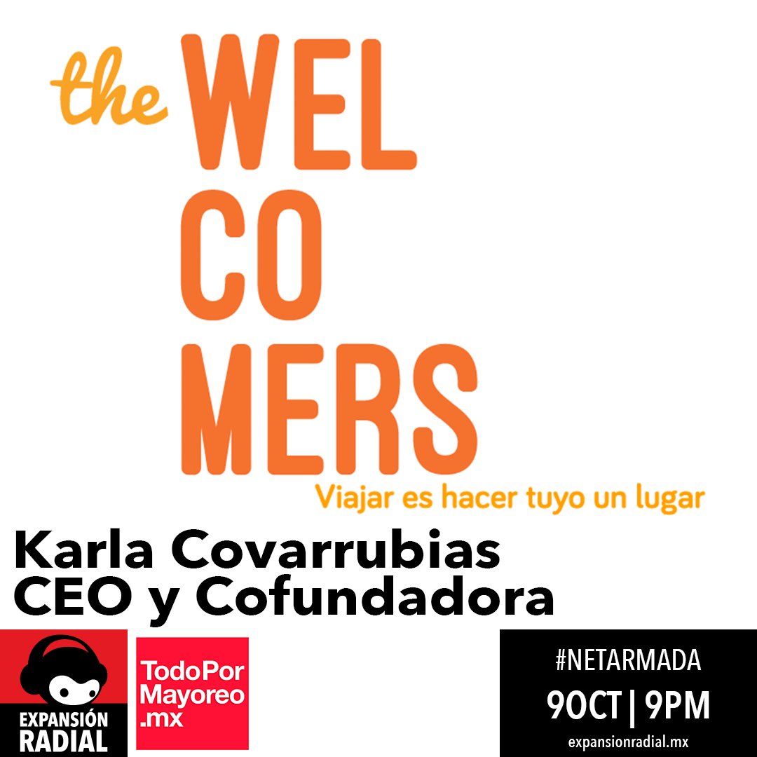 SithLCC's tweet photo. En unos mn estaremos en #NetArmada con Karla Covarrubias CEO y Cofundadora @the_welcomers en @ExpansionRadial por https://t.co/Ll0ChCGa1I https://t.co/Gzb2mpccyS