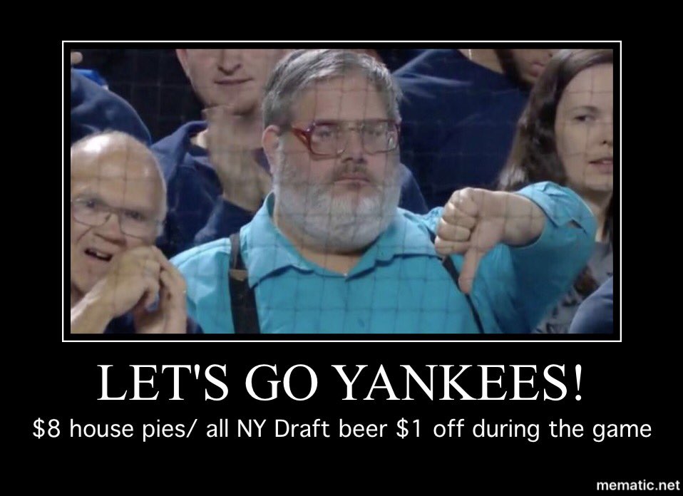 $8 house pies and draft beer deals throughout the game! #BronxBombers #bronxdoesitbetter #woodfiredpizza #yankees #ALDS2017