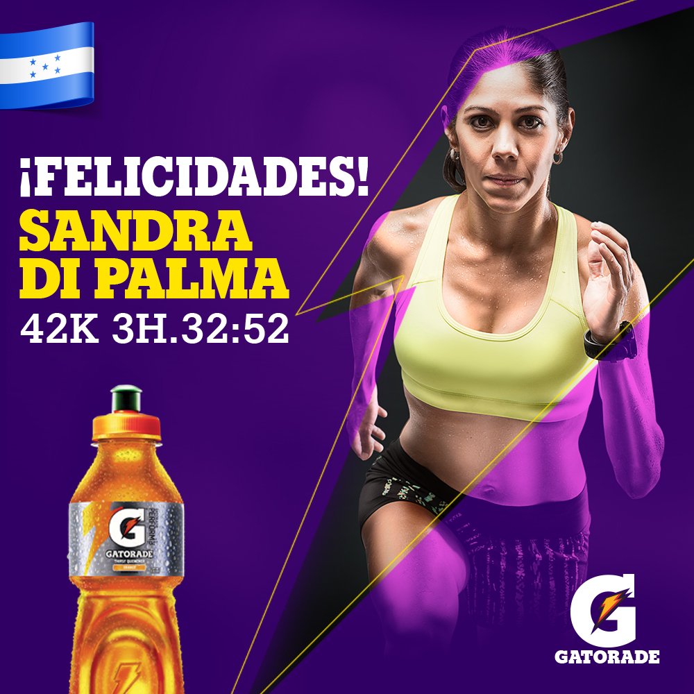 GatoradeHND's tweet photo. ¡Muchas felicidades a la corredora hondureña, Sandra Di Palma! #AtletaGatorade #CadaGotaCuenta https://t.co/V36eYLzf34