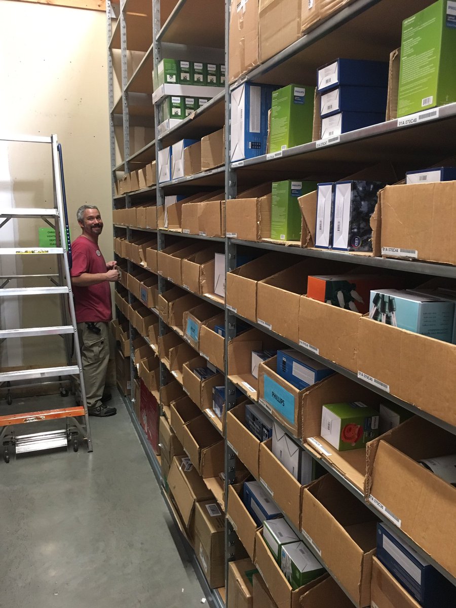 SethBuell81's tweet photo. @BrandonL_Burch likes his stockroom organized!  #OnlyLightsInThisAisle #1364ALLin #WeCanDoMoreThanJustPull https://t.co/8cZEvg9yHd