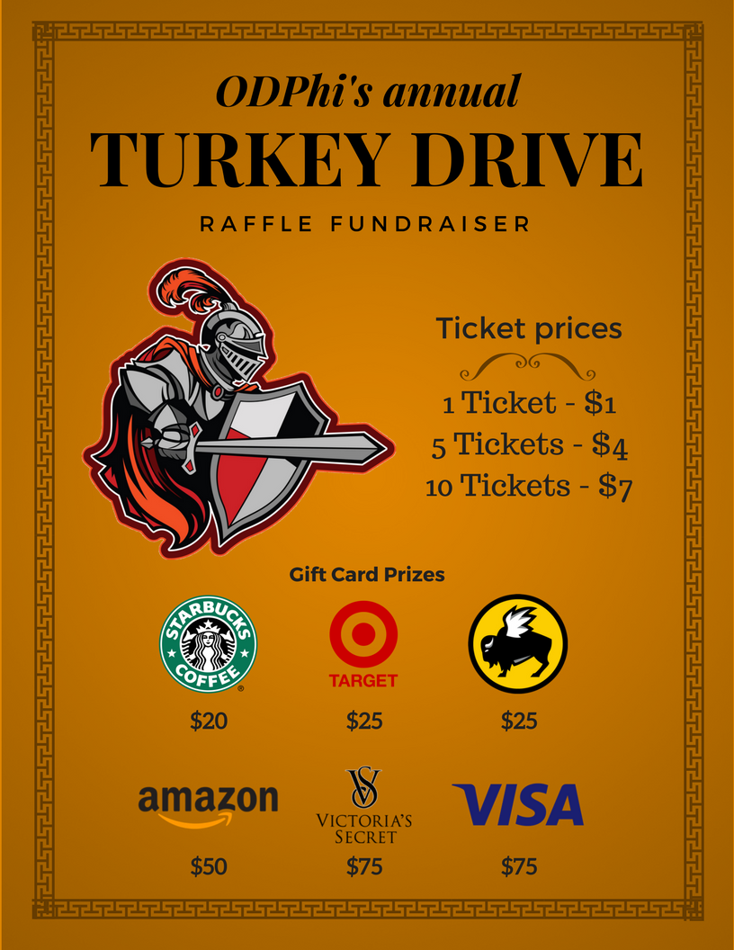 infamousiota's tweet photo. From now til Nov. 15th ODPhi will be selling raffle tickets for thanksgiving dinners. To buy tickets, contact us either online or in person! https://t.co/tRahYPeyQY