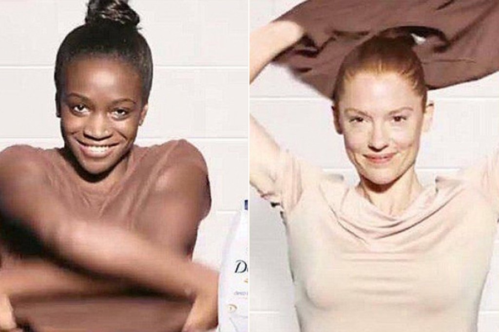 RealGoReala's tweet photo. Whaaatt!? -> Dove Makes Racist Advert Showing A Black Woman Turn White ‘After Using… https://t.co/ry3kKFDR4B https://t.co/AVwRhlvjCx