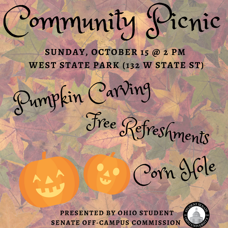 OHIOUSenate's tweet photo. Hey Bobcats! Be sure to join us this Sunday at 2 PM for pumpkin carving, corn hole, and free refreshments - all on us! https://t.co/hxHp5XC2FI
