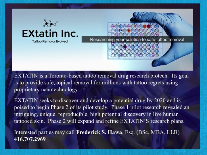 EXtatin's tweet photo. Gearing up to get our #Phase2 pilot up and running! #EXtatin@gmail.com #TattooRemoval #Research #Focus Aiming to #discover #drug in #2020 https://t.co/CsSc41MmZE