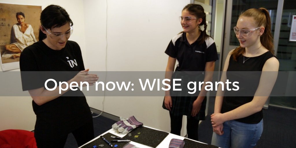 WISE grants available 2 help #WomeninSTEM &amp; #GirlsinSTEM chase their bit.ly/2gnn4Ys Apply here: bit.ly/2bed7Jp