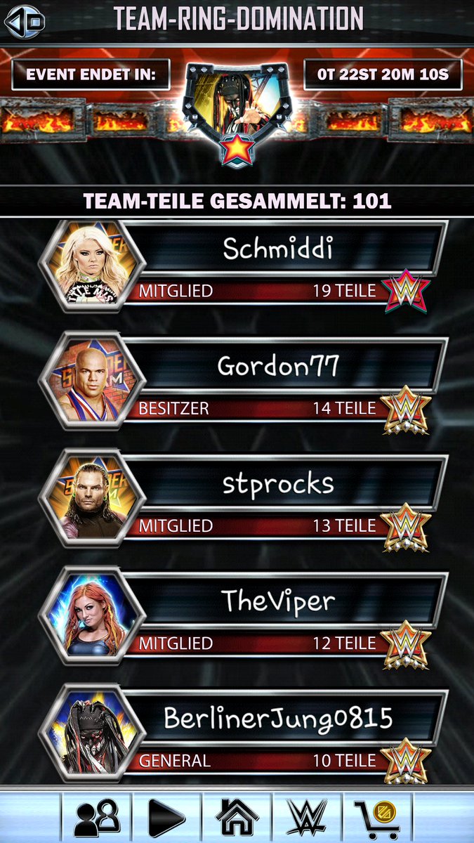 Schmiddi__'s tweet photo. Und so schnell ist das erste Teamevent schon vorbei. Das war eine starke Leistung, Jungs!💪❤ #36Wave #WWESuperCard https://t.co/OJEs7g3fMy