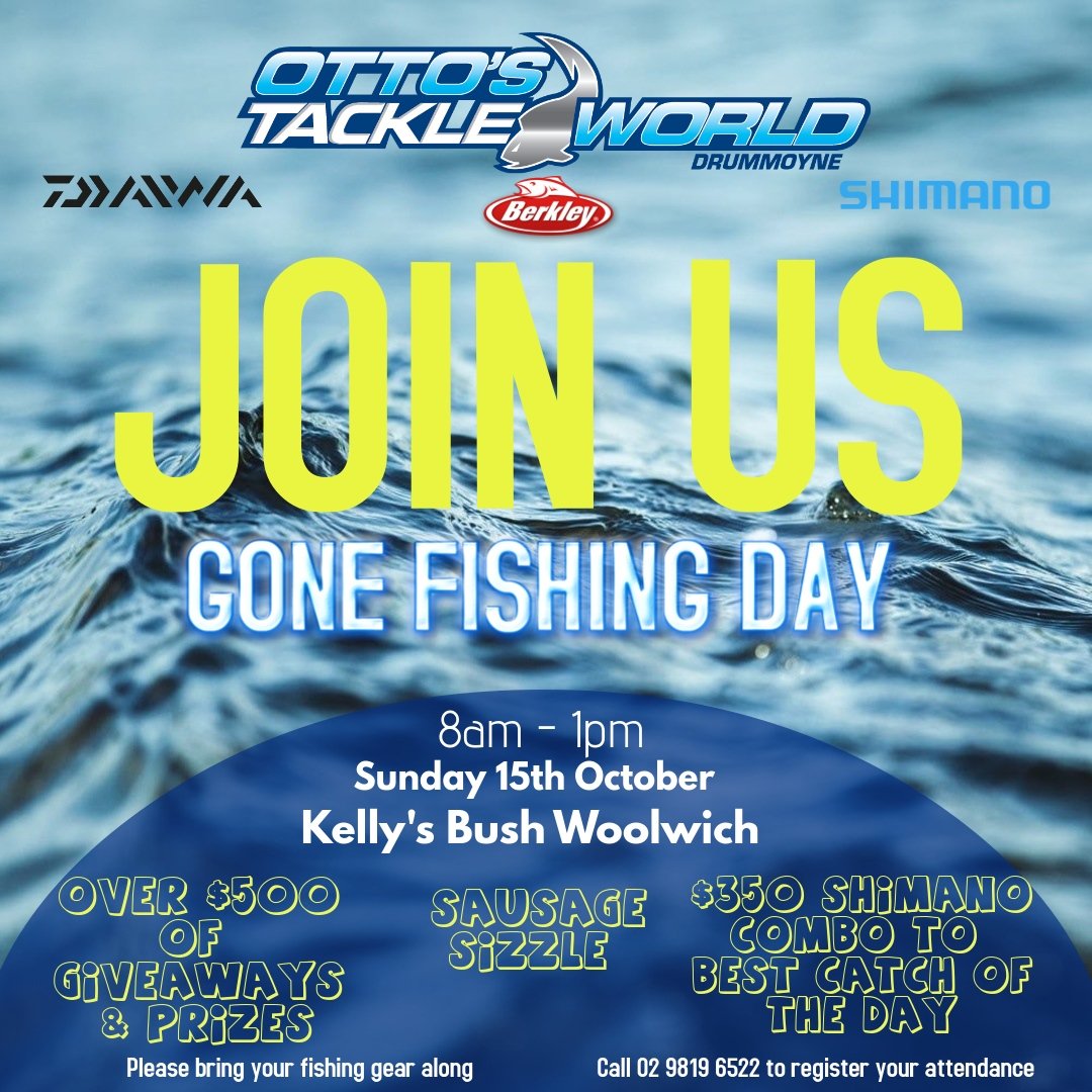 Fish with us this Sunday, 15th October! Over $500 in prizes and giveaways, $350 Shimano combo to best catch of the day and sausage sizzle!!