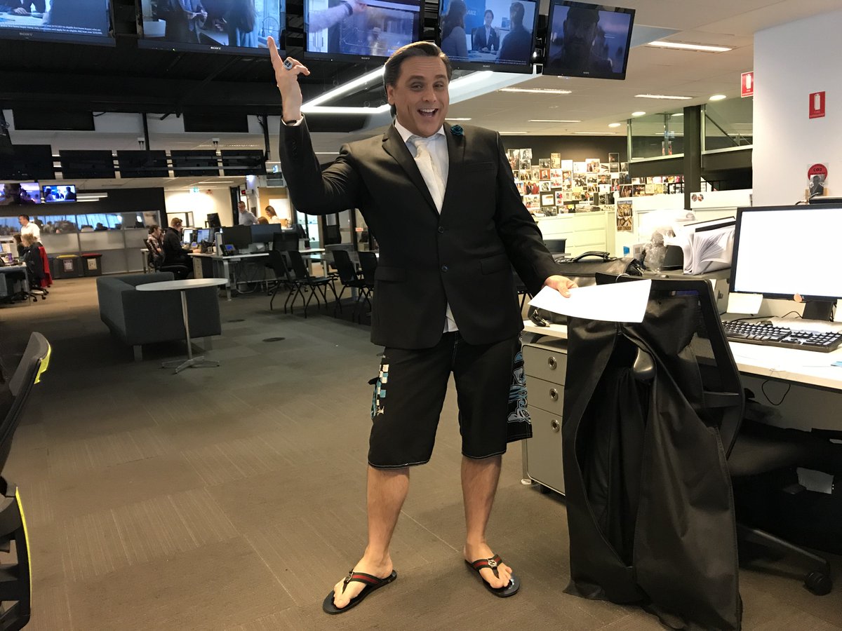 “Business up top...” popped-in to do “Chatroom”on <a href="/9NewsNOW/">Nine News NOW</a> .. come on.. they are Gucci thongs! 😜