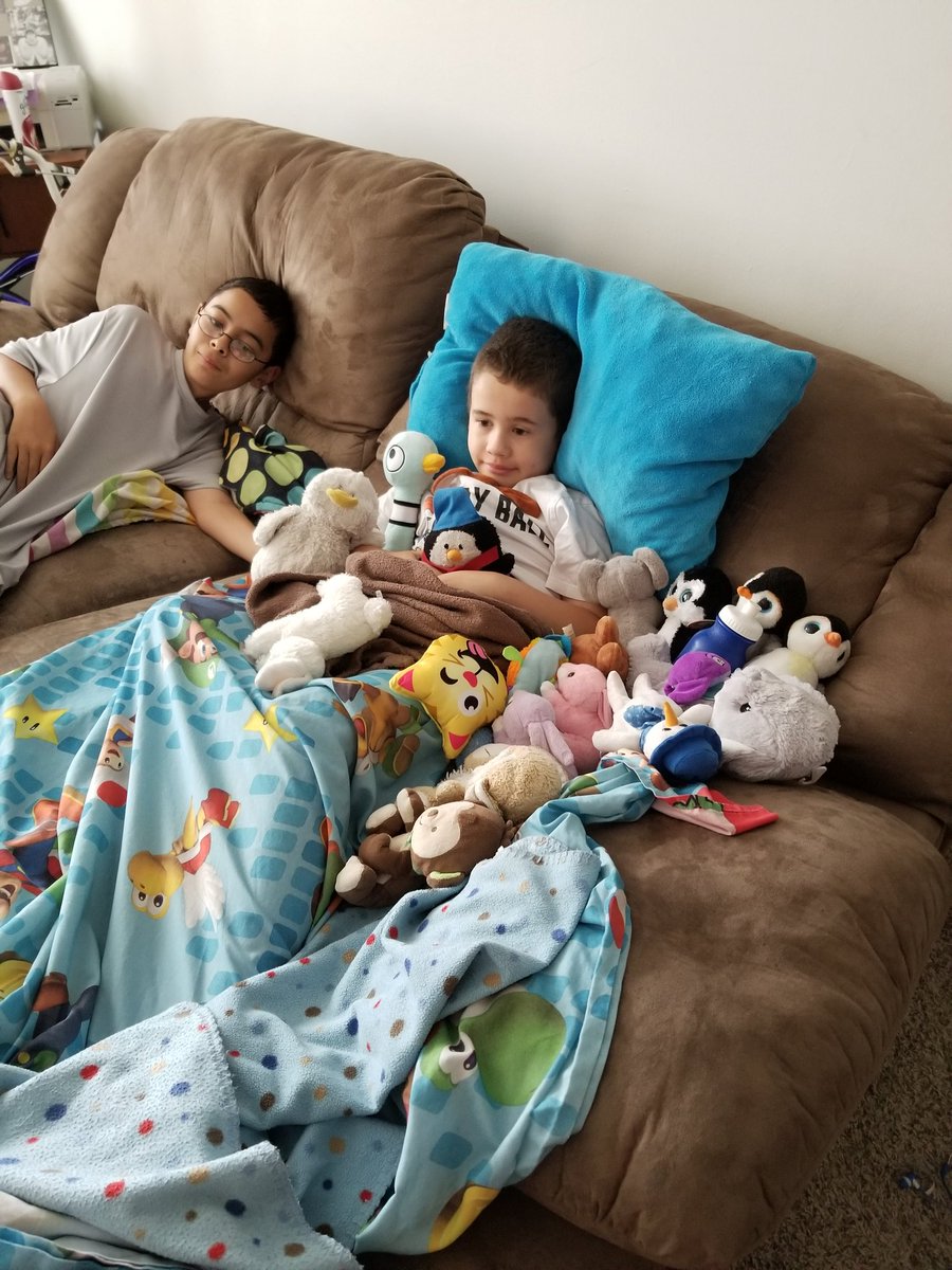 britban's tweet photo. No better way to heal after surgery. A brother and some stuffed friends. #nodeviceday https://t.co/vAVaylfvvP