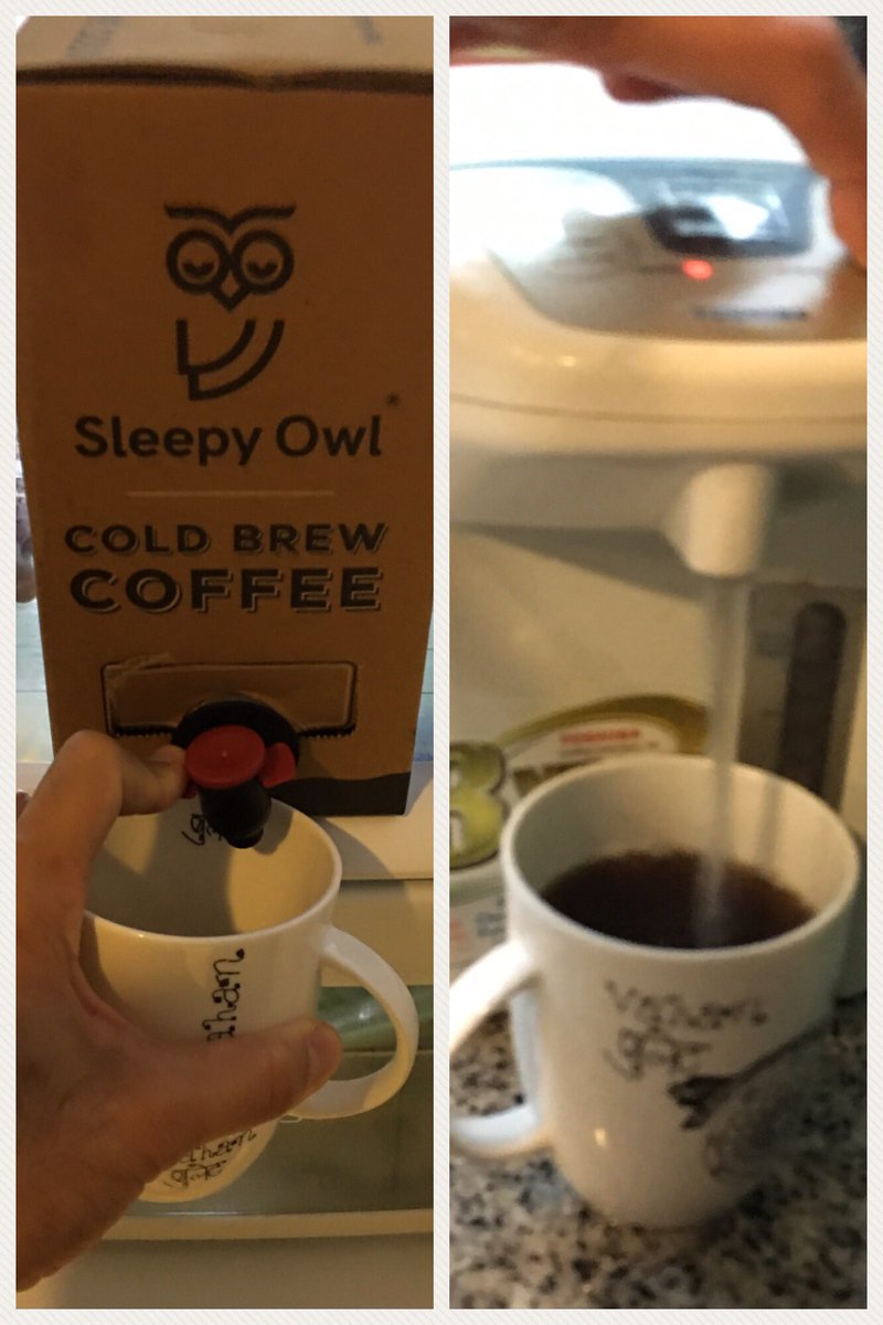 dishahdadpuri's tweet photo. My new hot beverage in the morning: 1 part @sleepyowlcoffee cold brew + 2 parts hot water. A perfect start. #hotcoldbrew https://t.co/6Hu1fuQOe3