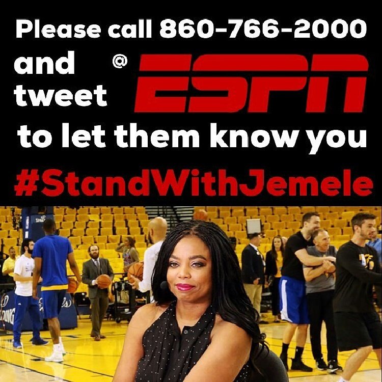 DustyFace815's tweet photo. #StandWithJamele #USorELSE 
@jemelehill ✊
@espn 👀 https://t.co/TR10v5ONPw
