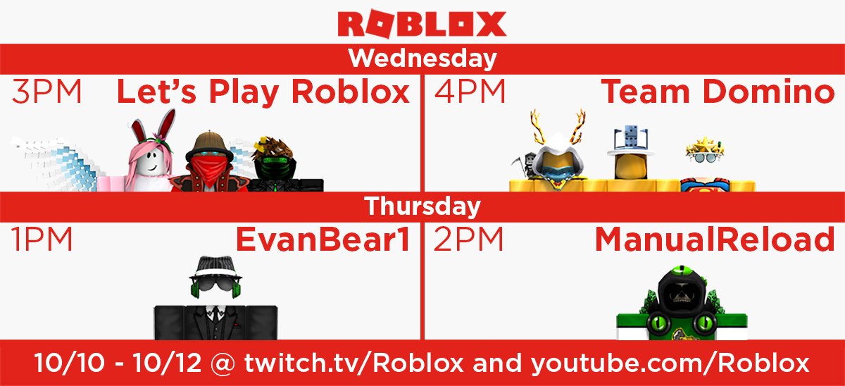 Roblox Su Twitter Watch New Returning Streamers Star On The Roblox Channels This Tues Through Thurs Live This Week On Our Twitch And Youtube Channels Https T Co Lirrll4bbk - roblox su twitter watch new returning streamers star on the roblox channels this tues through thurs live this week on our twitch and youtube channels https t co lirrll4bbk