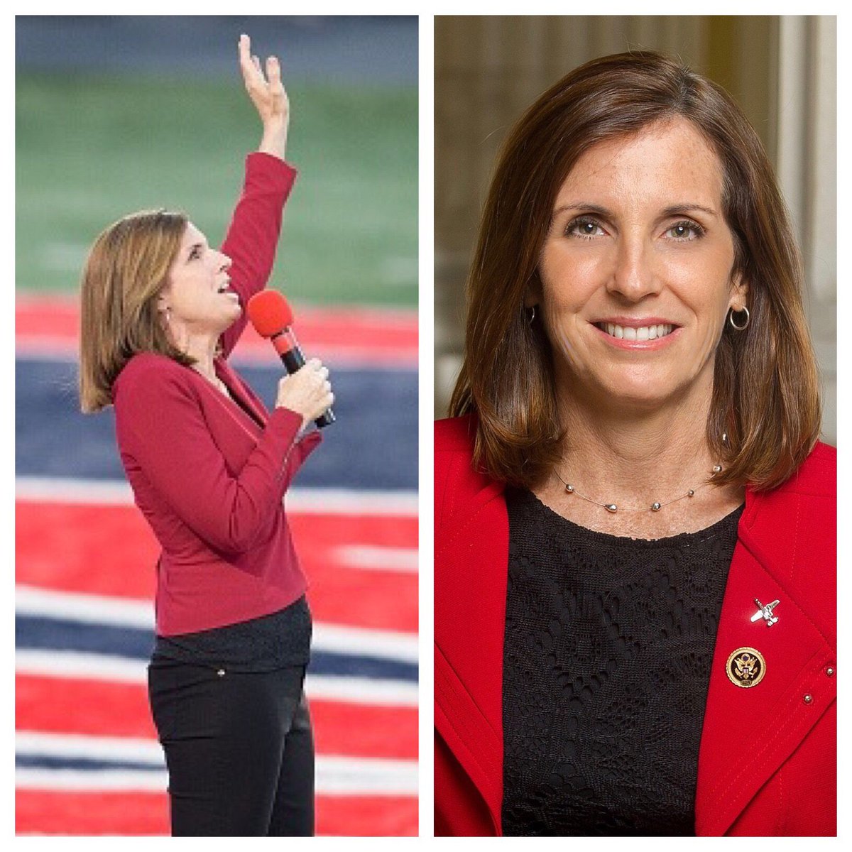 CongFBGame's tweet photo. She sings, she scores, she rules! #TeamMeanMachine member @RepMcSally to perform national anthem for #CFG17. https://t.co/q76QZRaAzW