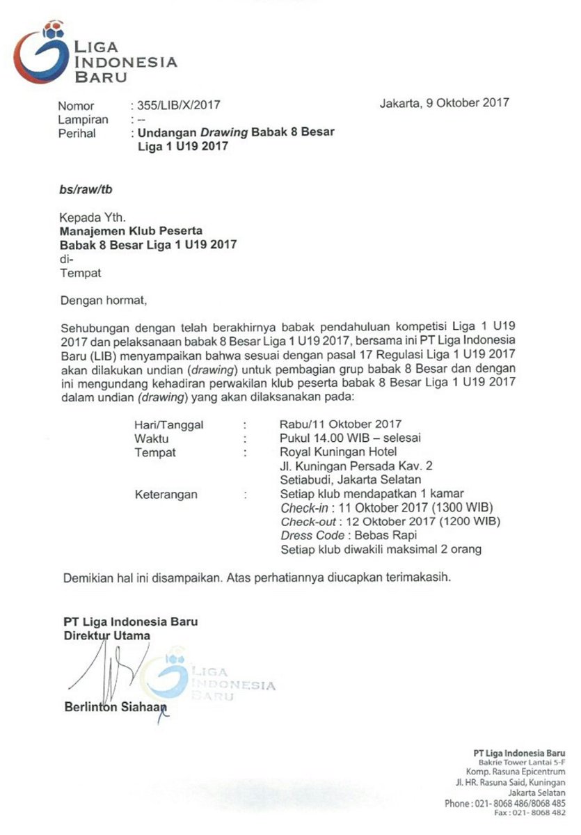 Drawing babak 8 besar U19 besok. Semoga bisa ketemu tim wajah baru seperti Perseru, Bhayangkara, dan Borneo. Hehe.