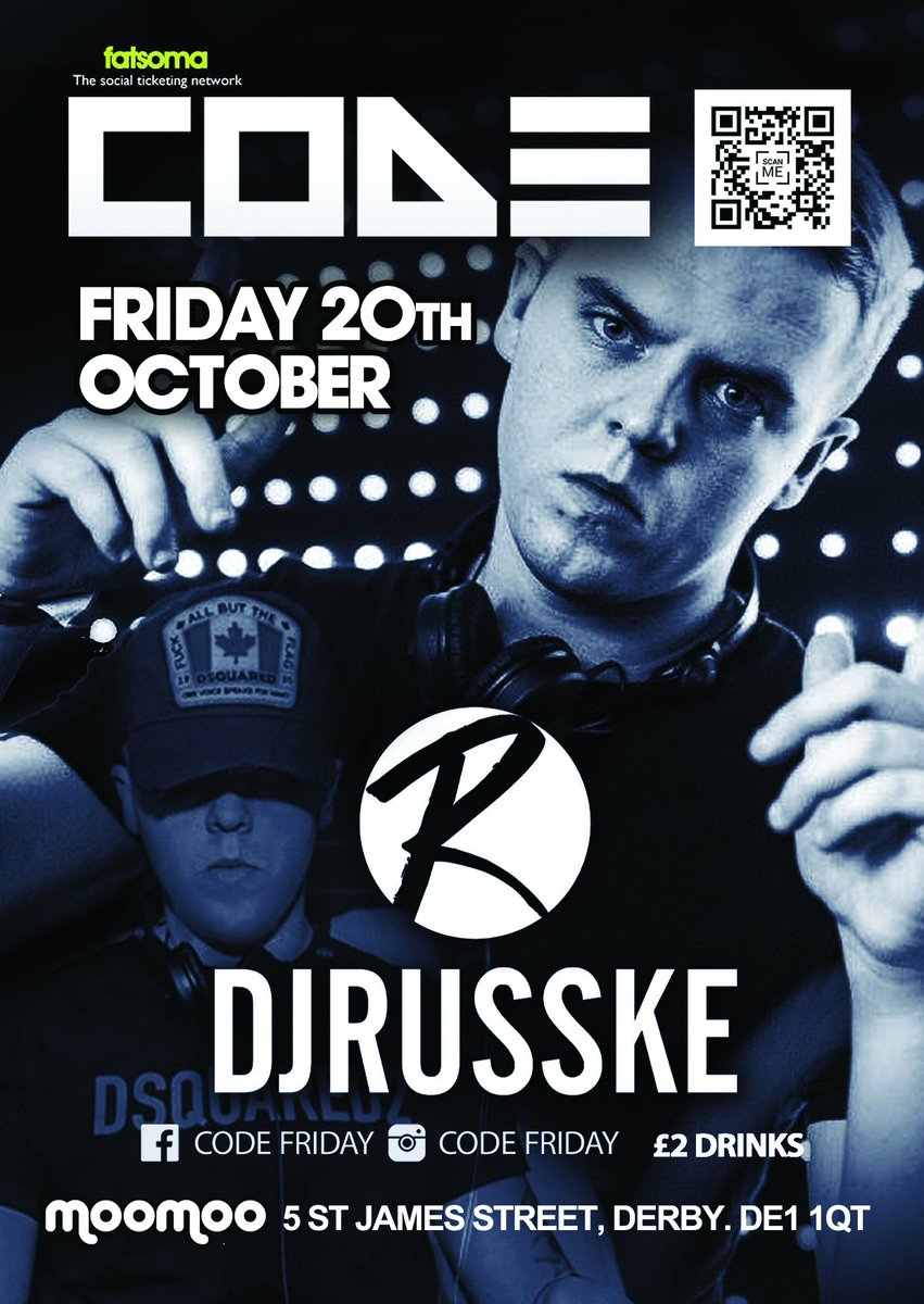 codefridayderby's tweet photo. @DJRUSSKE Friday 20th October @MooMooDerby_ @codefridayderby 
Tickets Below ....
https://t.co/51l5tDC6kY https://t.co/JjW64u26BI