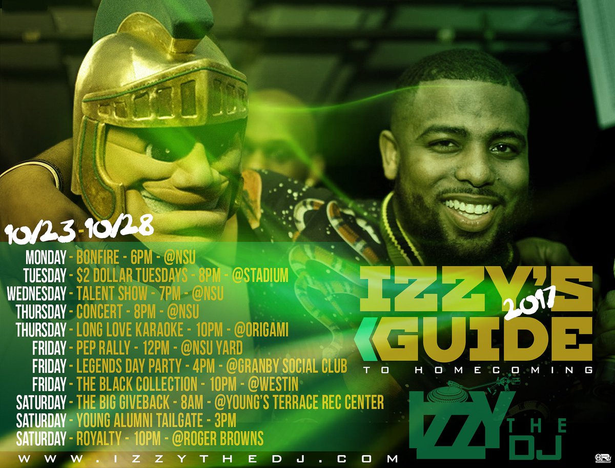 IzzyTheDJ's tweet photo. #IzzysGuideToHomecoming my moves for NSU Homecoming #NYTHC https://t.co/niOODcFlab