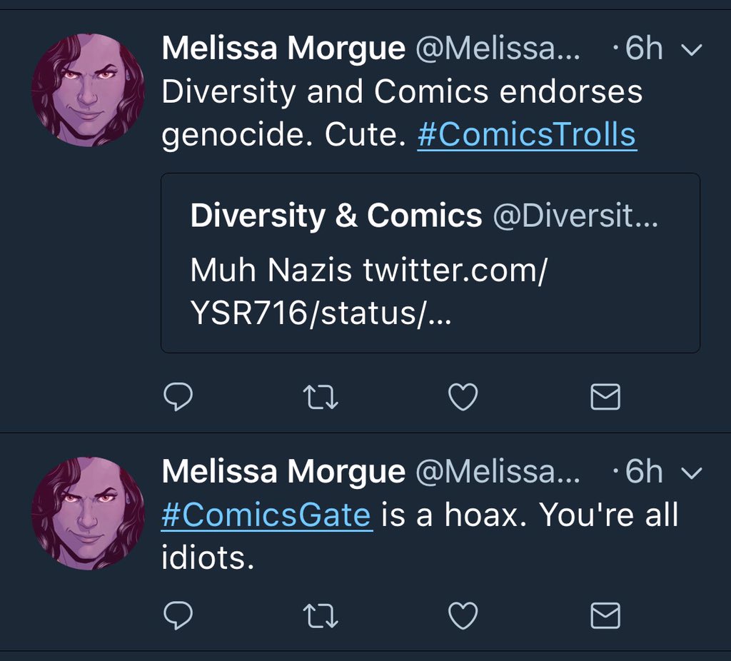BleedingFool's tweet photo. @LateNightComics @CapnCummings777 @DiversityAndCmx @polodarkwater @KillSlam @douglasernst @DarkFilly @MegaMilkshakes @GamalielPeralez Account created 6 hrs ago, w/5 anti-#ComicsGate posts, 3 BleedingCool RTs, & a bunch of #SJW posts.
Yep, #TrollAccount HaHa #JudeTerrorized https://t.co/f1dLXdiwKB