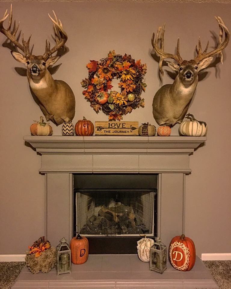 Goals. Fall decorating done right 🎃 Big buck mounts look good on the wall for every season, right?! #Hunting #BucktoberIsHere