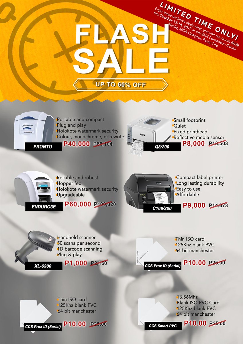 CompetitiveCard's tweet image. It&apos;s raining sales up to 60% off! Big Discounts from our selected items  awaits you. PACK PRINT PLAS 2017 Exhibit (Booth B28)