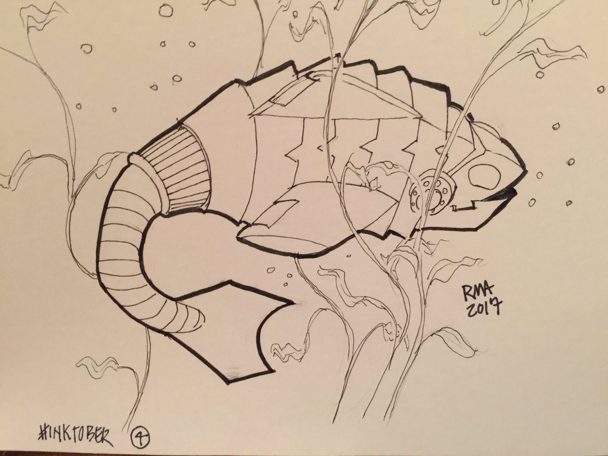 rmadams's tweet photo. #Inktober Now onto robot fish for the underwater prompt! #inktober2017 https://t.co/WT8xTRfQna