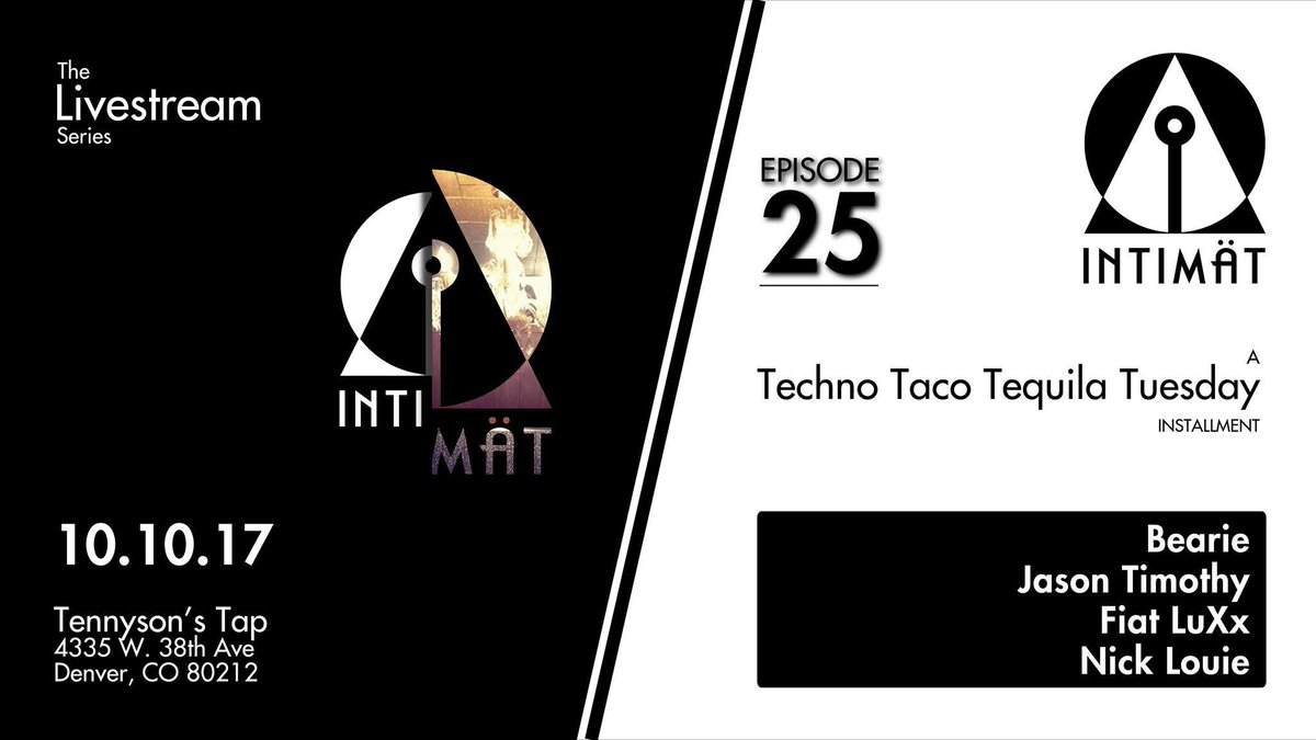 TheAnubisUS's tweet photo. Come out for Taco 🌮 Tuesday @ Tennyson’s Tap!
• https://t.co/zdYLF6WJkv •
#punchisdenver #intimat #tennysonstap #tacotuesday #livestream https://t.co/EiK3wpUkuo
