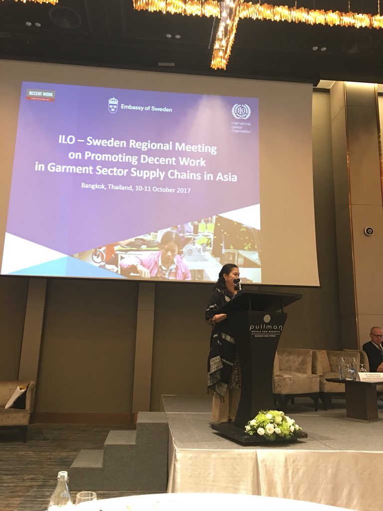 Talar om STWI på ILO-Sweden Regional meeting in Promoting Decent Work in Garment Sector Supply Chains in Asia #Sida #STWI #SIWI
