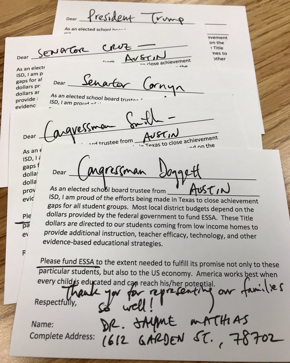 RevDrJayme's tweet photo. Thank you, #MasterTrustee @JulieCowan64, for inspiring a spirit of advocacy among our TX school board trustees! Our msg tonight: #fundESSA! https://t.co/hgKvkktOHt