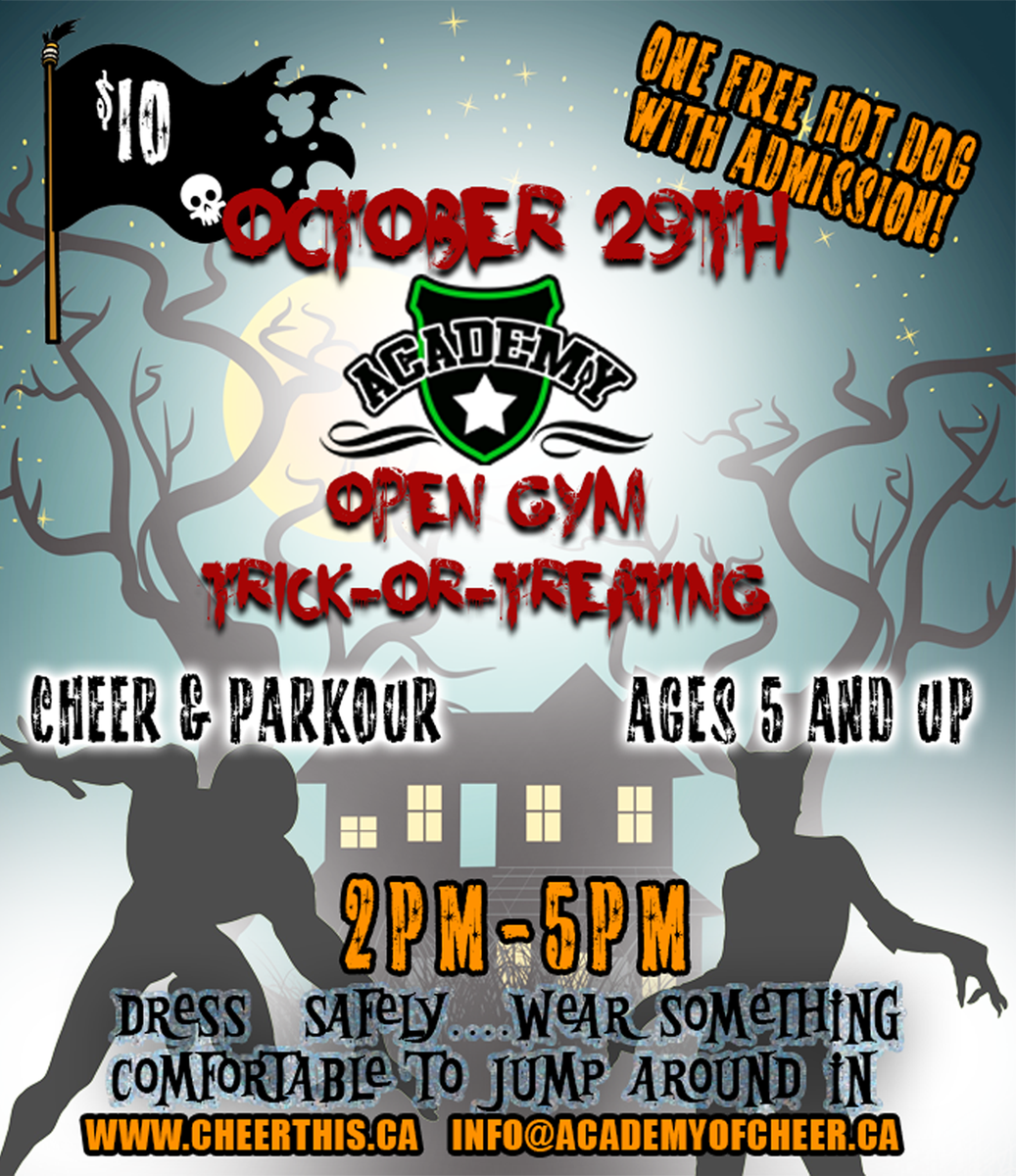 cheerthis's tweet image. #Halloween is coming to #OpenGym! Mix some tricks n treats with #Tumbling and #Parkour right here in #Mission! cheerthis.ca