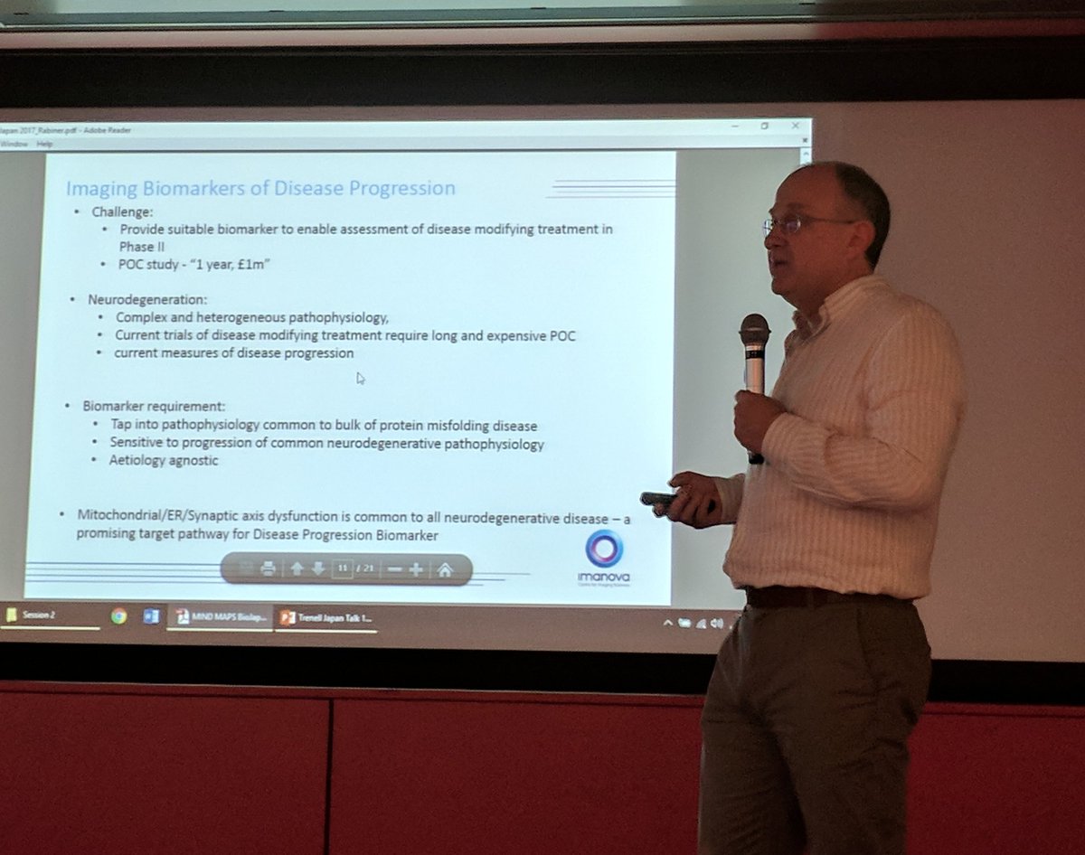 UCLTRO's tweet photo. Dr Iian Rabiner @KingsCollegeLon @ImanovaImaging 'MIND-MAPS' is a pre-competitive consortium #academia #industry #neurodegeneration https://t.co/dYE9URVR3Y