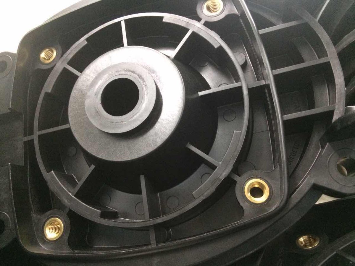 Pump Housing--Nylon plus #glassfiber with brass #moldinsert.