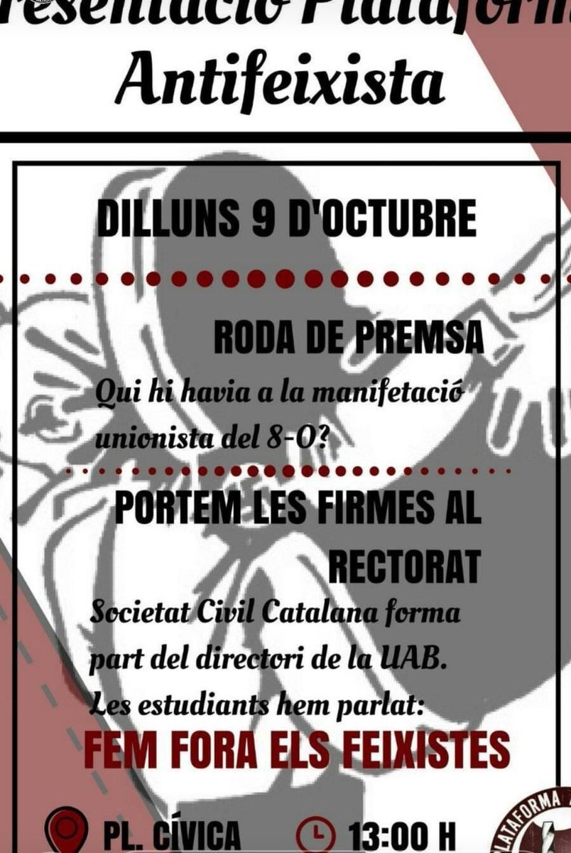 cidios's tweet photo. Empieza la caza de brujas como respuesta a la manifestación #8Oct en Barcelona. El impacto que ha producido a los nazis es antológico; están atragantados y supuran odio #1Oct La #RevolucionNacionalEspañola es imparable #NoR78 https://t.co/5zwDLelLaJ