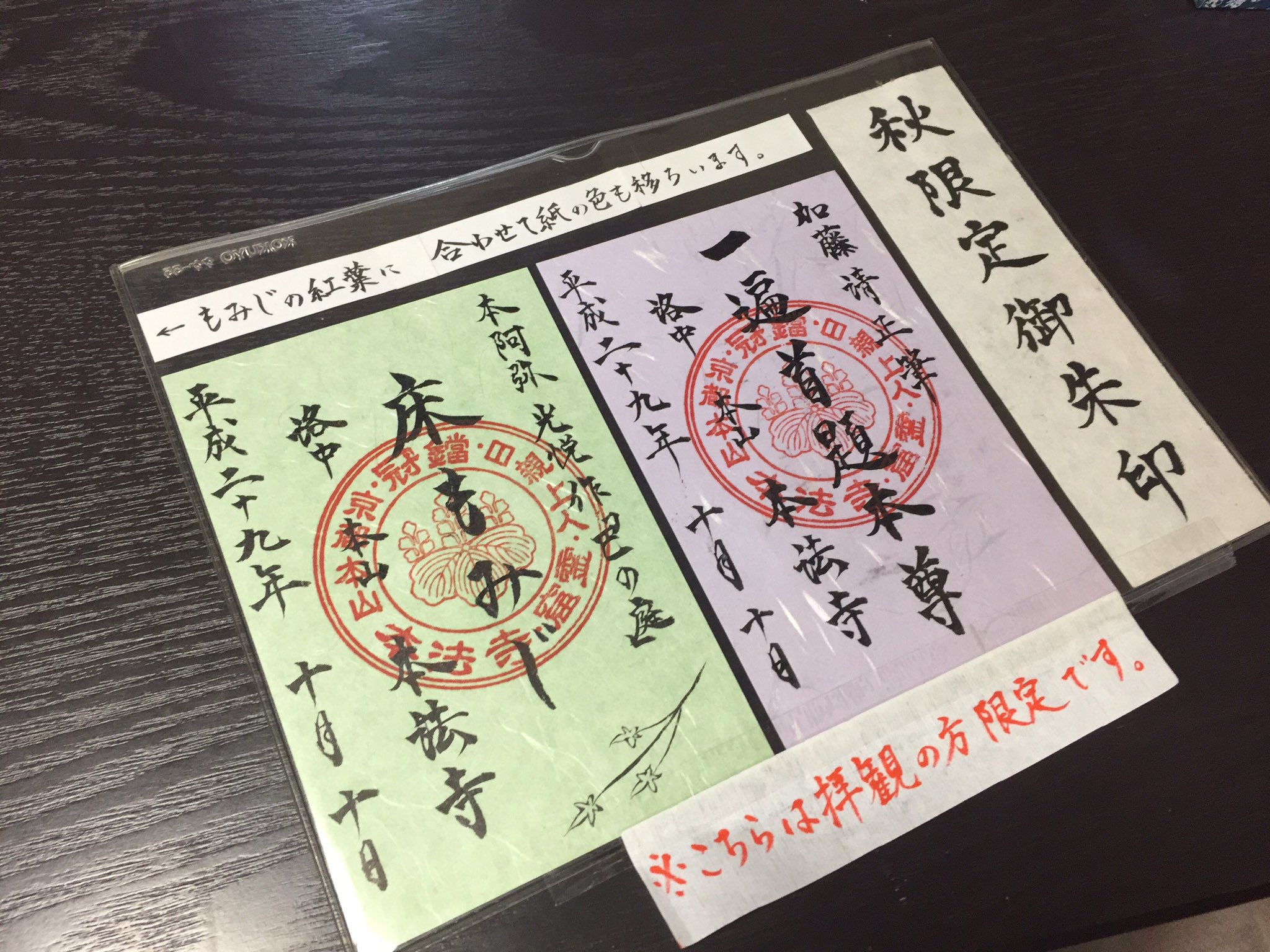 正暦寺限定御朱印／本尊／聖観音／藤／黒谷和紙使用（頒布終了