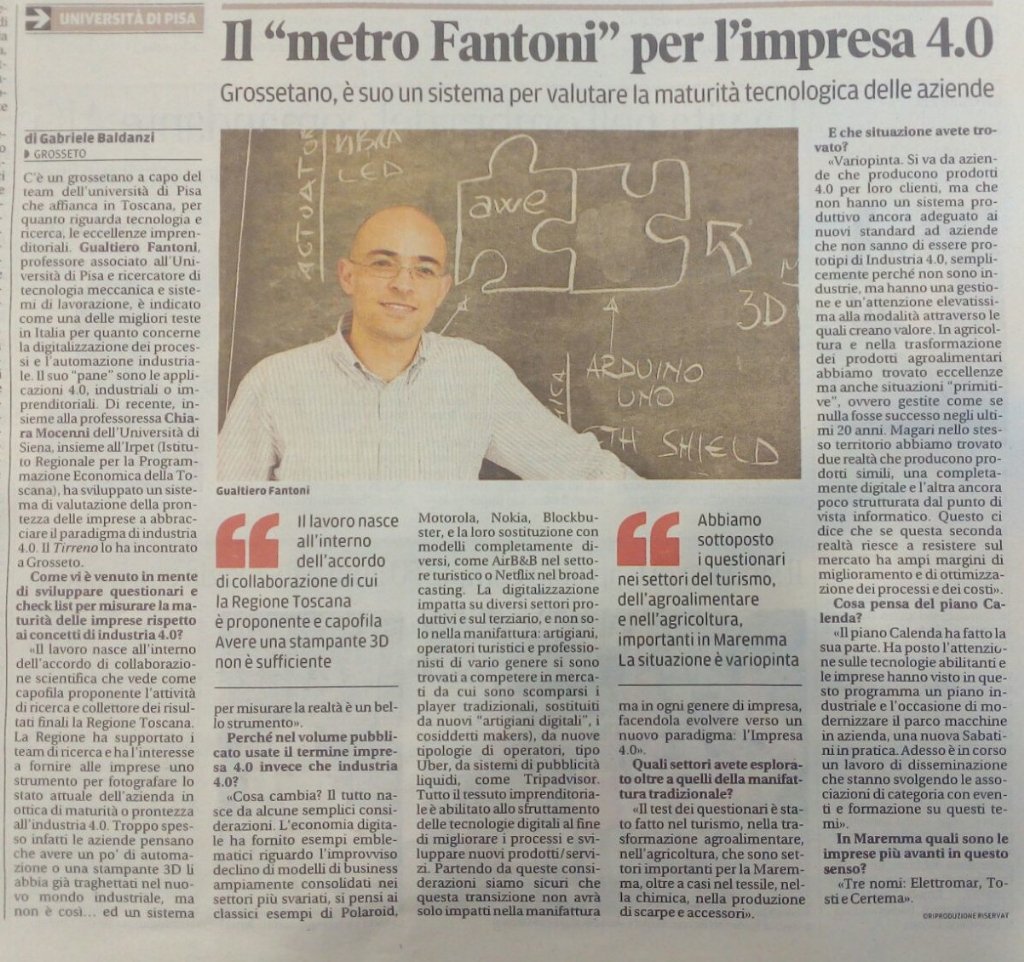 gfantoni's tweet image. Valuta la maturità #industria40 della tua impresa. Thanks to @i4ZeroSlogan @Unipisa @unisiena @FondazBrodolini