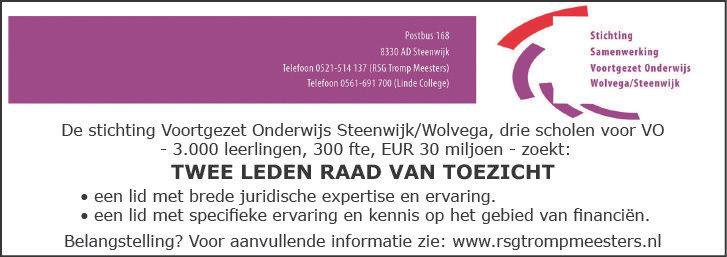 Wij zoeken twee leden voor onze Raad van Toezicht, meer informatie op rsgtrompmeesters.nl/vacatures