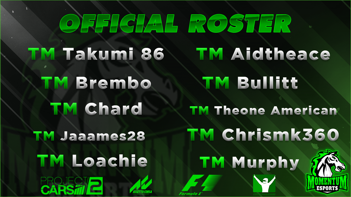The Official roster of @TeamMomentumVM for PC and xbox for 2017/2018