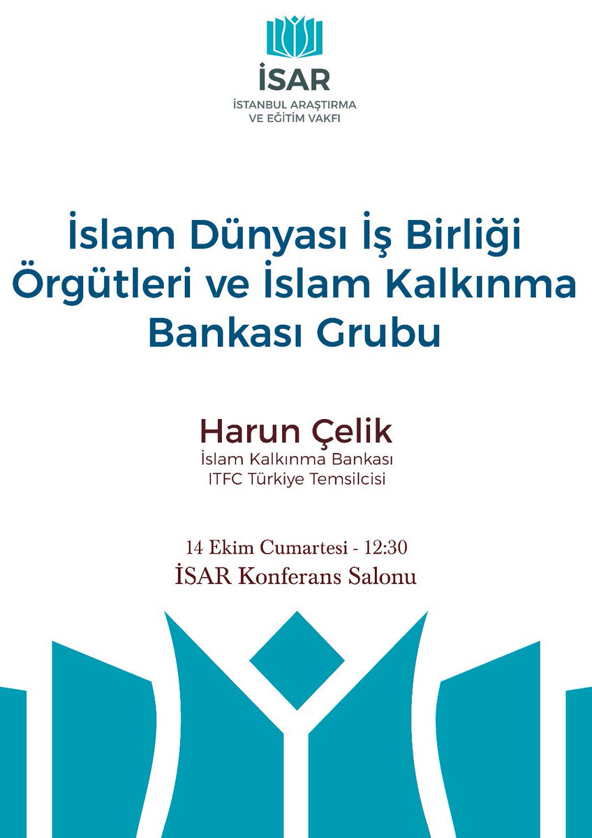 İSAR Konferansları

İslam Dünyası İş Birliği Örgütleri ve İslam Kalkınma Bankası Grubu
İSAR Konferans Salonu
14 Ekim Cumartesi Saat: 12:30
