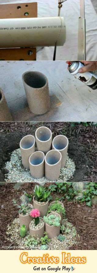 DailyIdeasApp's tweet photo. PVC pipes cut into different lengths and spray paint them to make 
a succulent garden.
#DIY #CreativeIdeasApp https://t.co/8XMiUdP8D6