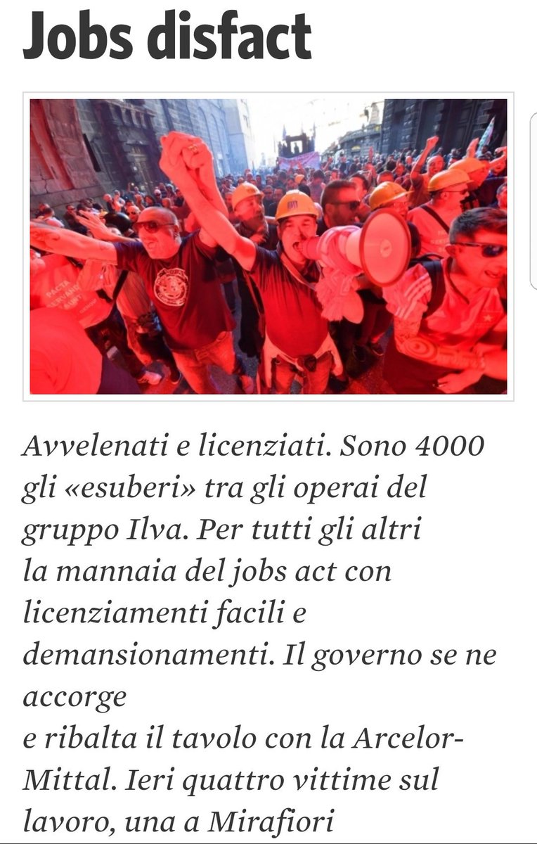 Il #governo #renzi ci ha lasciato solo sfasci e macerie: #contrattiatermine #lavoroprecario e #licenziamenti.
#nojobsact
Da @ilmanifesto