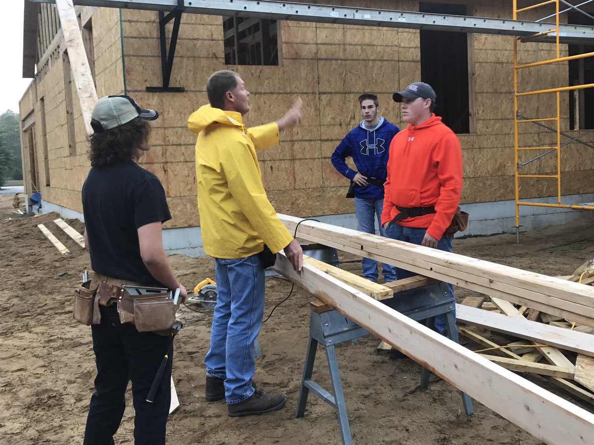 NCAVC's tweet photo. Mr. Elliott working with students on the Culver Building Trades home.   Going to be a beautiful home. https://t.co/sEJQ2l8YLm