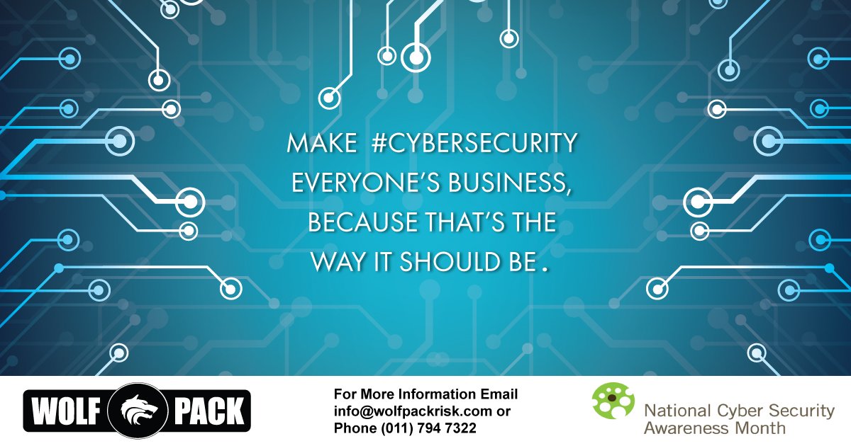 WolfpackRisk's tweet photo. Make #CyberSecurity everyone's business. Training and Awareness are at the forefront to combat cyber threats #CyberSecurityAwarenessMonth https://t.co/FnTwdlJhaC