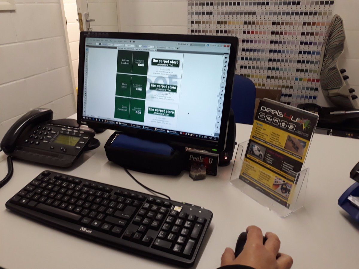 peels4u's tweet image. And downstairs, the #joboftheday has been designing these business card proofs for @TheCSBrandon