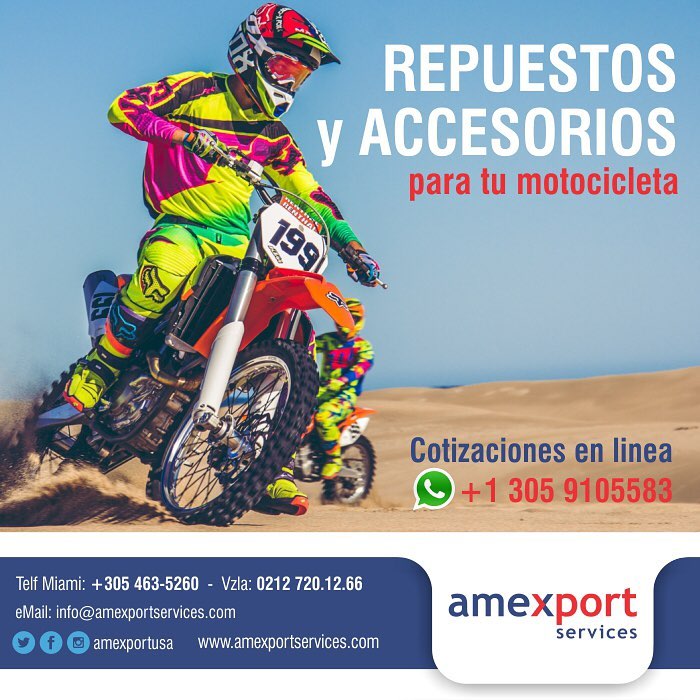 AmexportUSA's tweet photo. Equípate con las mejores marcas en repuestos y accesorios para tu deporte extremo, nosotros la ponemos en la puerta de tu casa https://t.co/tH1k6QCPVY