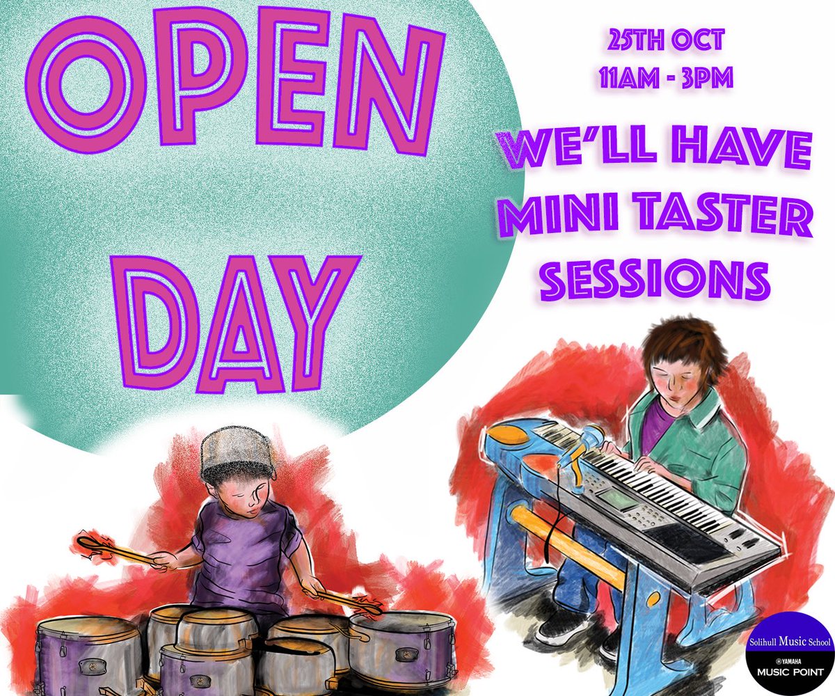 solihullmusic's tweet photo. Come and join us! Face painting, competitions, taster sessions, lots of fun for everyone! #music #lessons #halftermfun https://t.co/AW1DPLL5Je